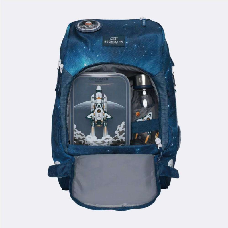 BECKMANN Schulranzen ACTIVE AIR FLX 6 tlg - Space Mission Front geöffnet