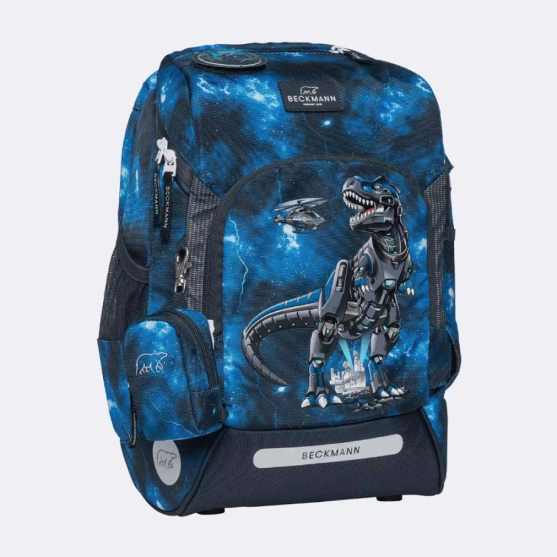 BECKMANN Schulranzen ACTIVE AIR FLX 6 tlg - Tech Rex seitliche Front