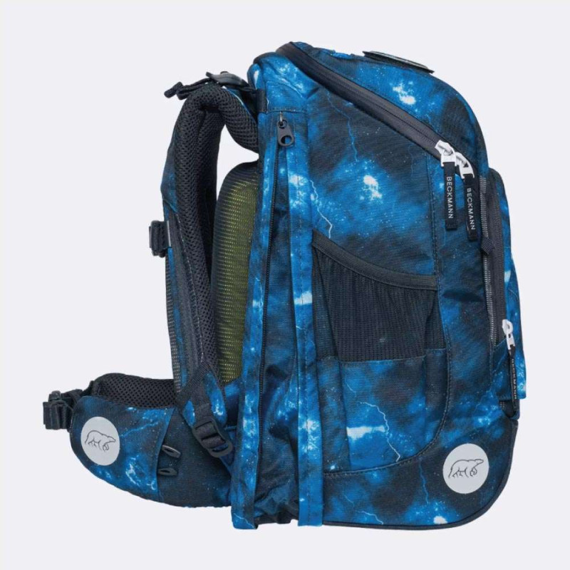 BECKMANN Schulranzen ACTIVE AIR FLX 6 tlg - Tech Rex seitlich geöffnet