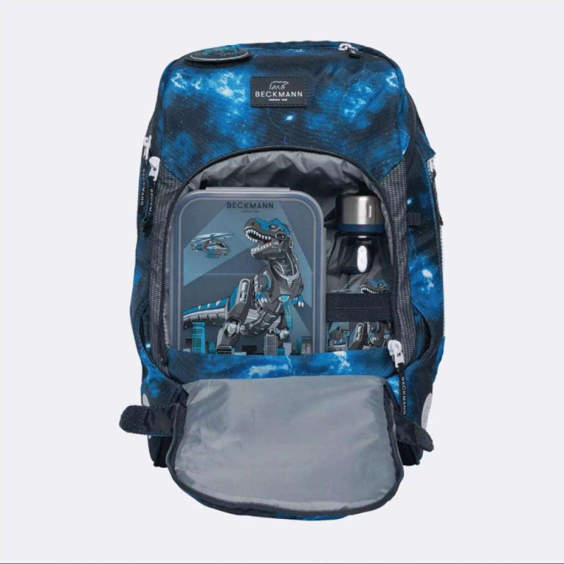 BECKMANN Schulranzen ACTIVE AIR FLX 6 tlg - Tech Rex Front geöffnet