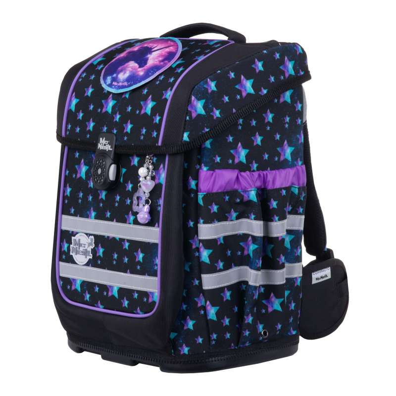 MC NEILL Schulranzen-Set ERGO COMPACTO 5 tlg - Star Night seitliche Front
