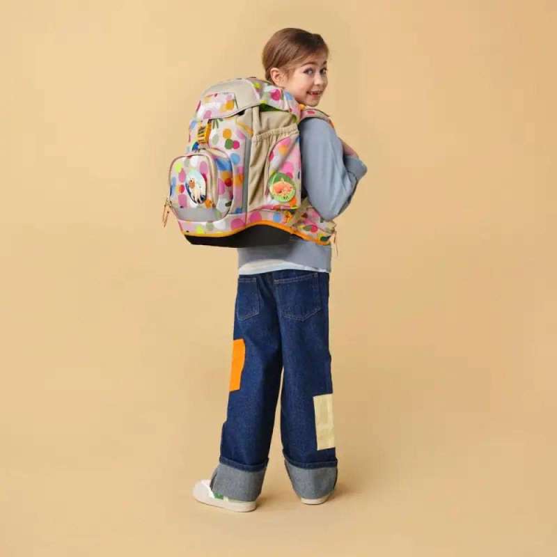 ERGOBAG Schulrucksack Set 6 tlg PACK - Flower PowBär Kind mit Schulranzen Rückansicht