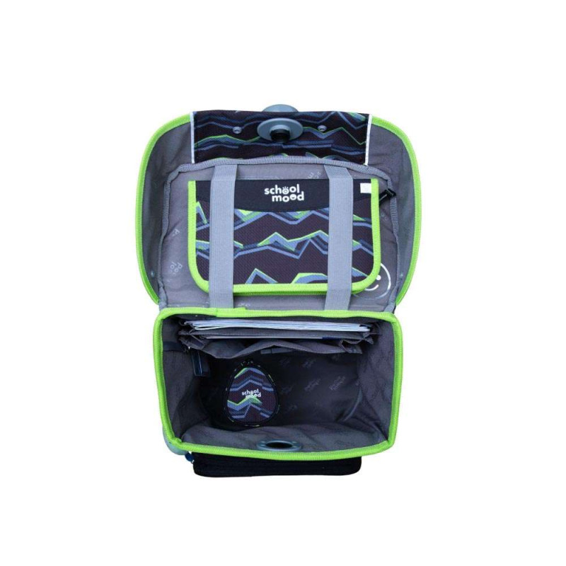 SCHOOL MOOD Schulranzen Set 7 tlg CHAMPION MAXX - Finn Raubkatze oberes Fach offen