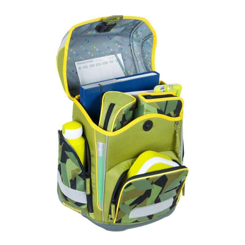 SCHNEIDERS Schulranzen 9 tlg Set ERGOLITE - Construction seitlich geöffnet