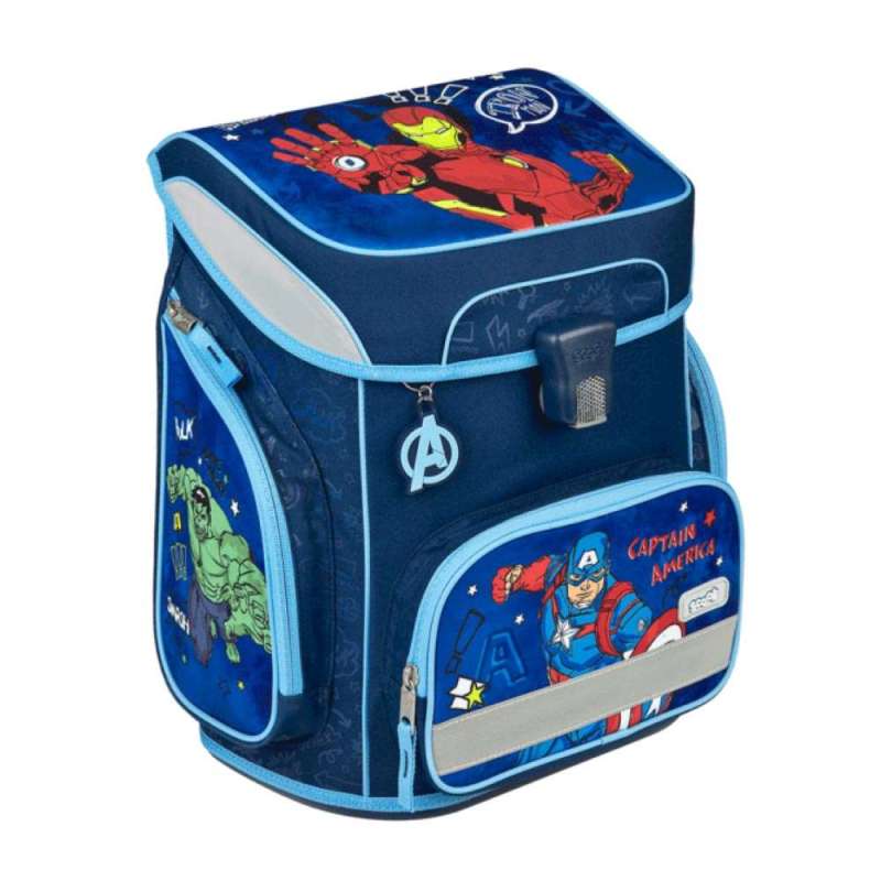 SCOOLI Schulranzen Set EasyFit 5 tlg - Avengers seitliche Front