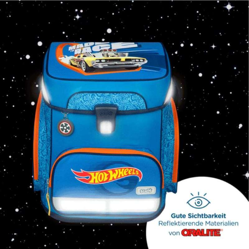 SCOOLI Schulranzen Set EasyFit 5 tlg - Hot Wheels reflektierend