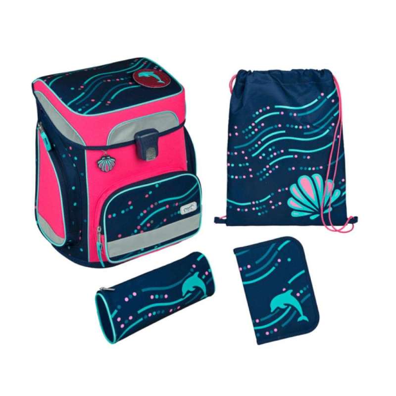 SCOOLI Schulranzen Set EasyFit 5 tlg - Dotty Dolphin