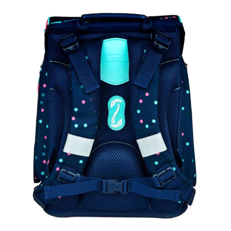 SCOOLI Schulranzen Set EasyFit 5 tlg - Dotty Dolphin Rückansicht