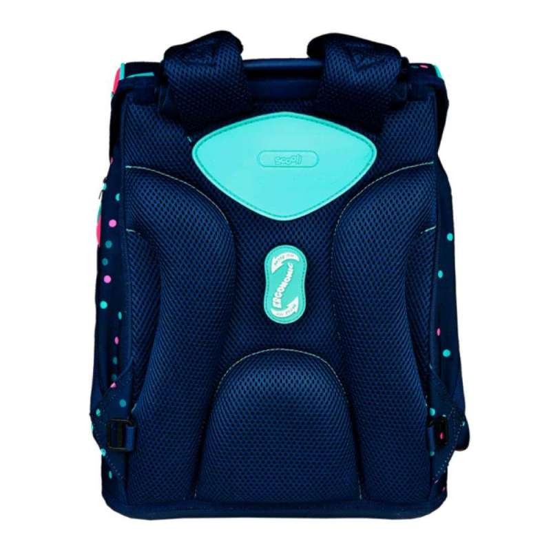 SCOOLI Schulranzen Set EasyFit 5 tlg - Dotty Dolphin Rückansicht mit Tragegurte oben