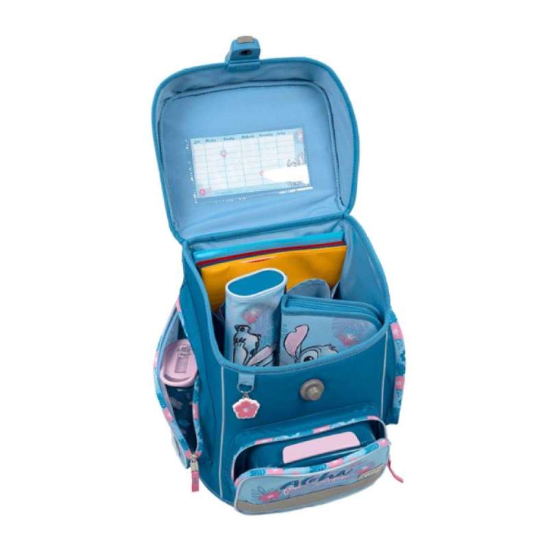 SCOOLI Schulranzen Set EasyFit 5 tlg - Lilo & Stitch seitlich offen gefüllt