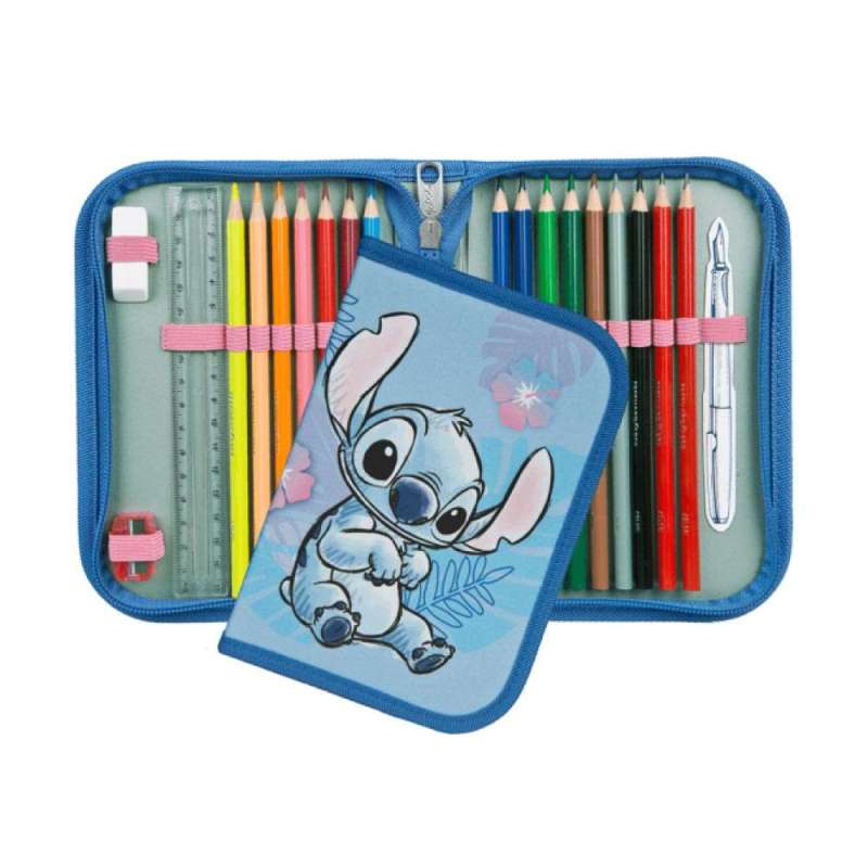 SCOOLI Schulranzen Set EasyFit 5 tlg - Lilo & Stitch Schüleretui offen & geschlossen