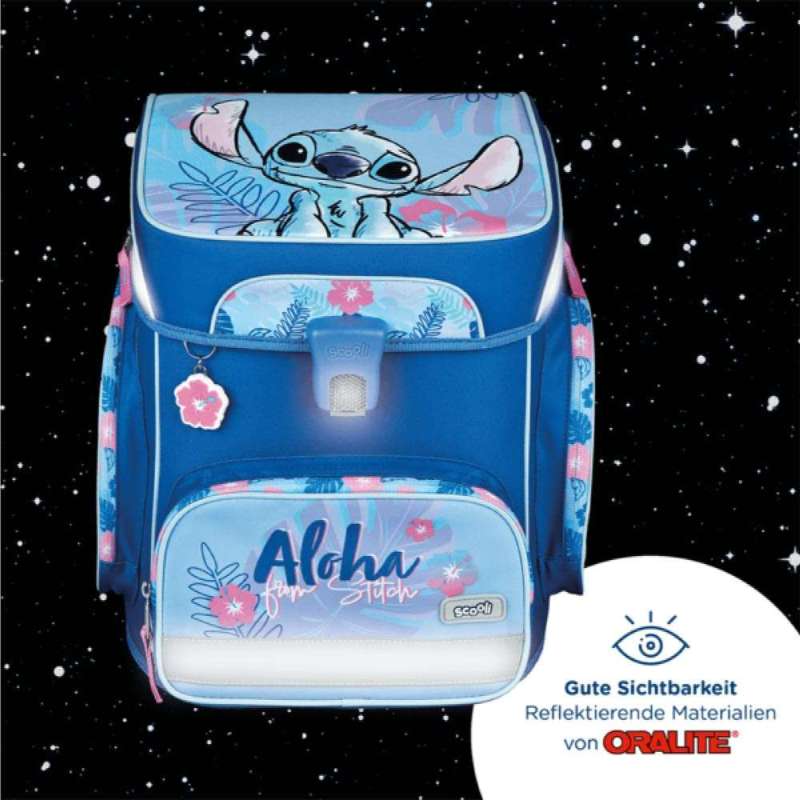 SCOOLI Schulranzen Set EasyFit 5 tlg - Lilo & Stitch reflektierend