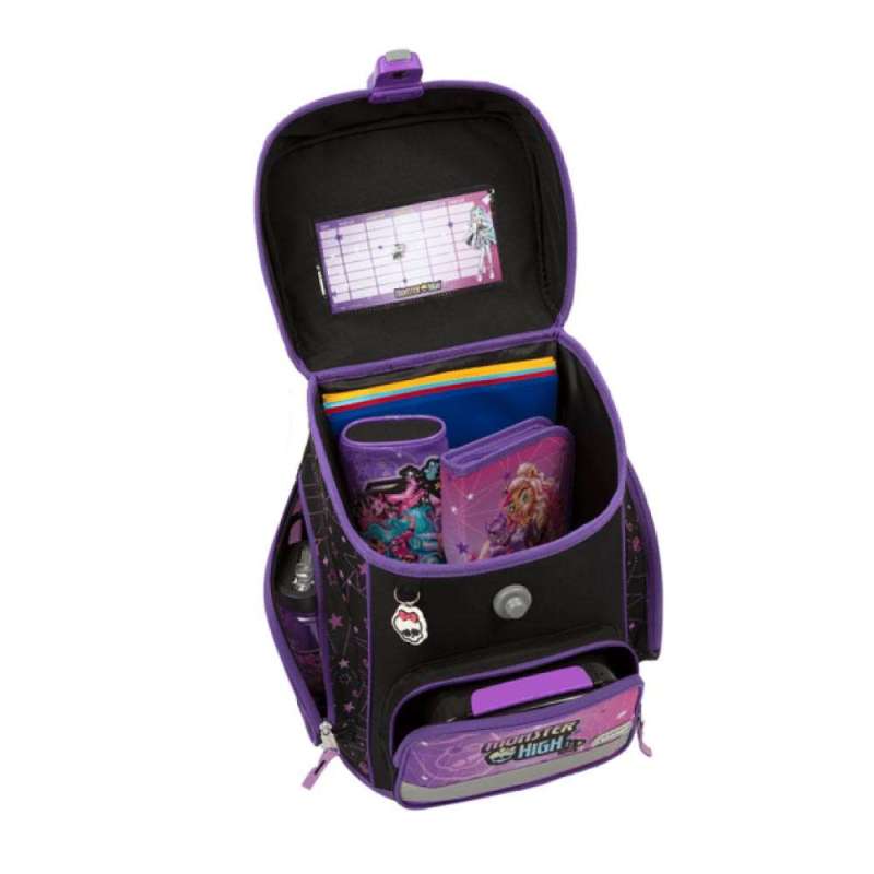 SCOOLI Schulranzen Set EasyFit 5 tlg - Monster High seitlich offen gefüllt