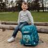 BECKMANN Schulranzen Set AIR PLUS 6 tlg - Jungle Game Schüleretui Front Kind mit Schulranzen sitzend