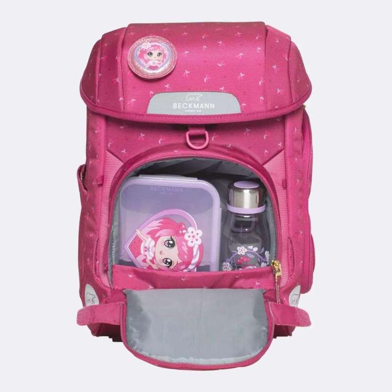 BECKMANN Schulranzen Set AIR PLUS 6 tlg - Cherry Fronttasche offen