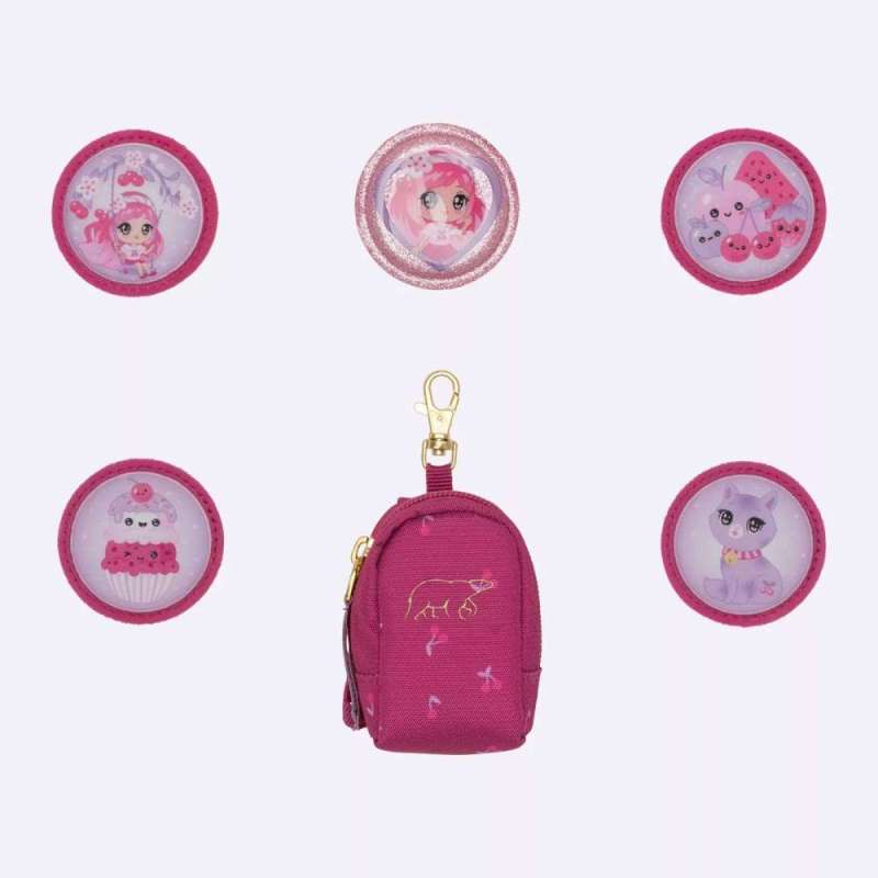 BECKMANN Schulranzen Set AIR PLUS 6 tlg - Cherry Patchies und Schlüsselanhänger