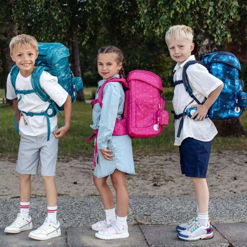 BECKMANN Schulranzen Set AIR PLUS 6 tlg - Cherry Schüleretui Kinder mit Schulranzen seitlich