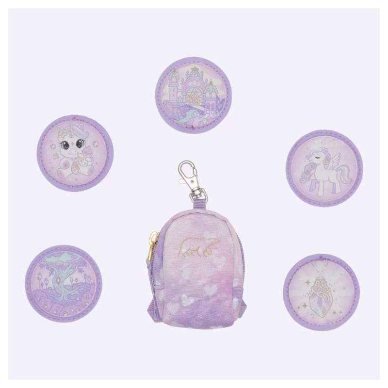 BECKMANN Schulranzen Set AIR PLUS 6 tlg - Princess Purple Schüleretui Patchies und Schlüsselanhänger