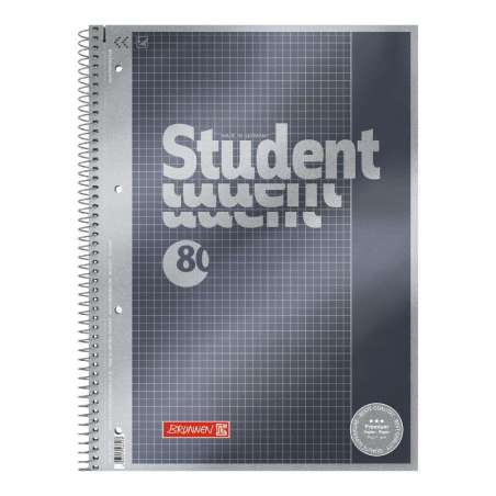 Collegeblock Premium Student | A4, Lineatur 26, 80 Blatt, anthrazit - Front
