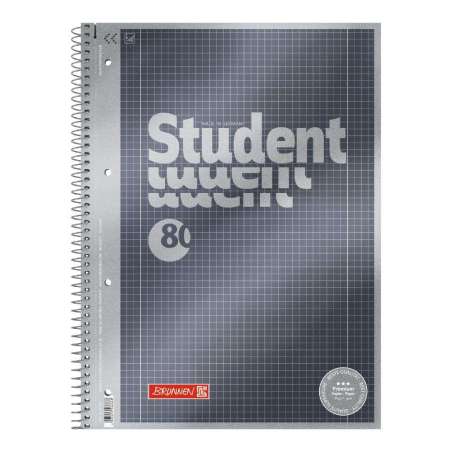 Collegeblock Premium Student | A4, Lineatur 28, 80 Blatt, anthrazit - Front