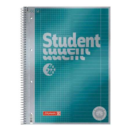 Collegeblock Premium Student „DUO“ | A4, kariert/liniert, 80 Blatt, petrol - Front