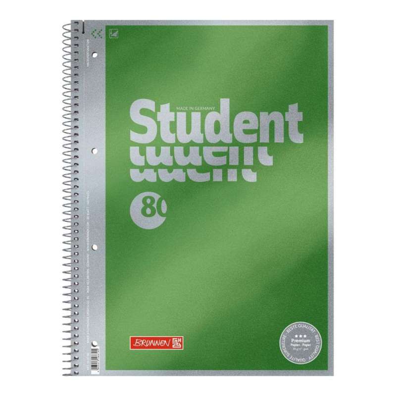 Collegeblock Premium Student | A4, Lineatur 20, 80 Blatt, grün - Front