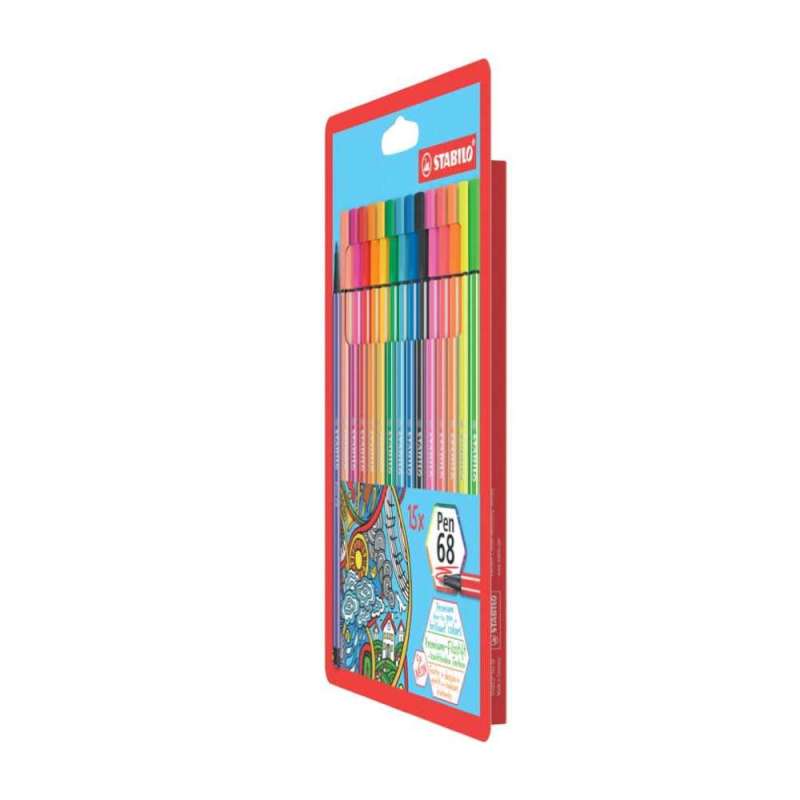 STABILO Premium Filzstift Pen 68 15er Set + 5 Neonfarben seitlich