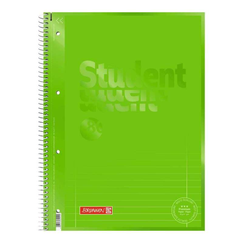 Collegeblock Premium Student Colour Code | A4, Lineatur 27, 80 Blatt, kiwi - Front
