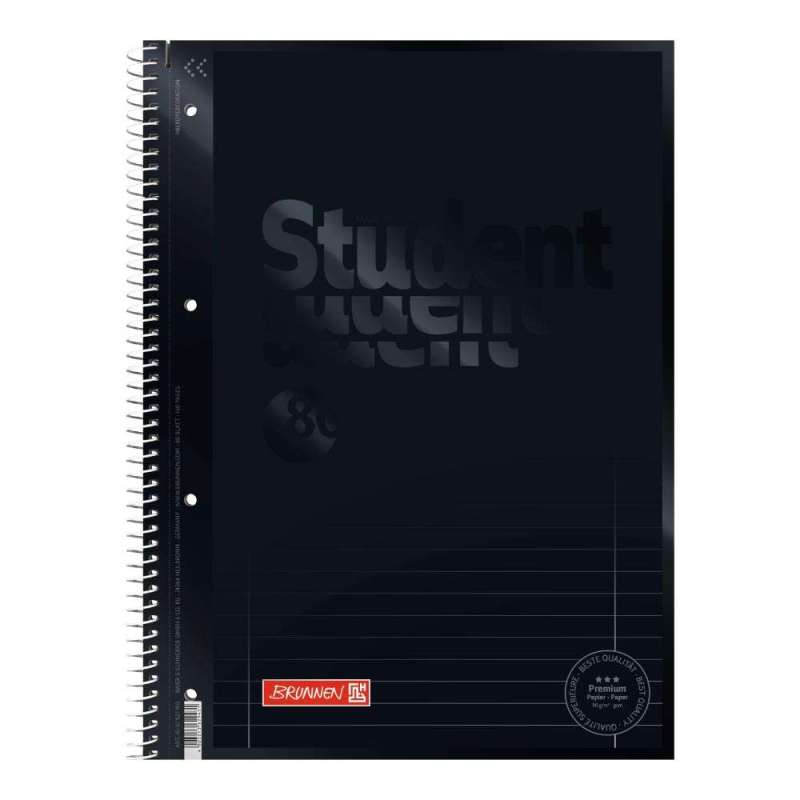 Collegeblock Premium Student Colour Code | A4, Lineatur 27, 80 Blatt, onyx - Front