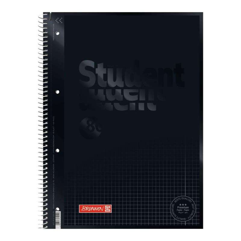 Collegeblock Premium Student Colour Code | A4, Lineatur 28, 80 Blatt, onyx - Front