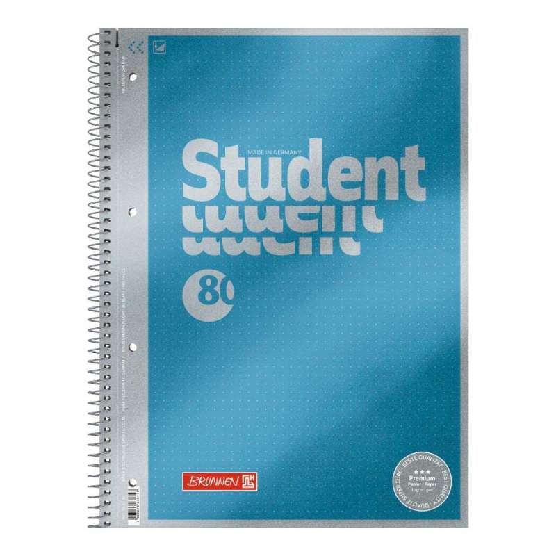 Collegeblock Premium Student | A4, punktiert, 80 Blatt, blau - Front