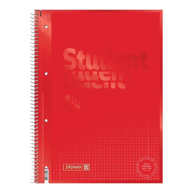 Collegeblock Premium Student Colour Code | A4, Lineatur 28, 80 Blatt, red - Front