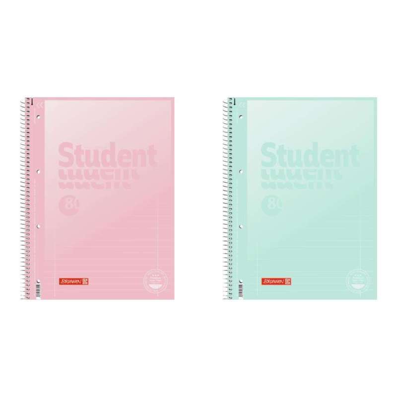Collegeblock Premium Student „Pastell“ | A4, Lineatur 27, 80 Blatt, pastellrosa/pastellmint - Front