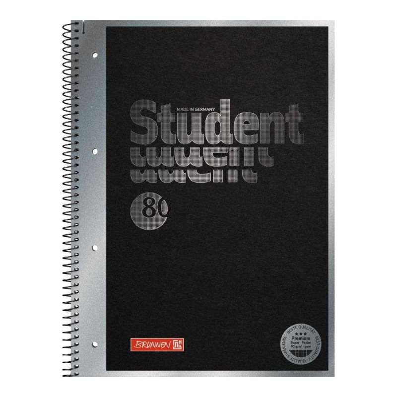 Collegeblock Premium Student „Hardwired“ | A4, Lineatur 28, 80 Blatt, schwarz - Front