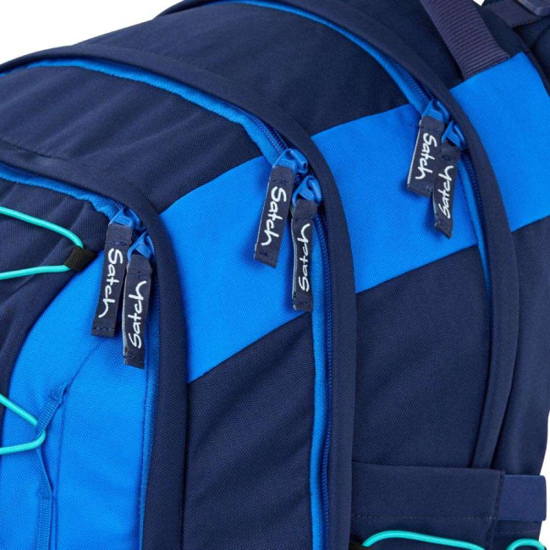 SATCH Schulrucksack pack (Modell 2025) - Crossed Blue Nahaufnahme Reisverschluss