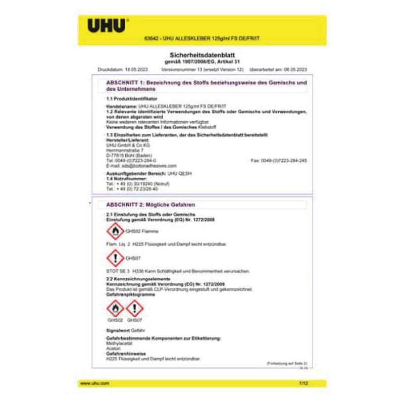 UHU Alleskleber Tube mit 125 g hinten