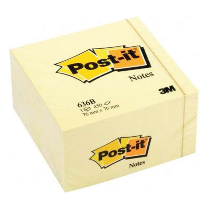 3M Haftnotiz Post-it Würfel 76X76mm Gelb 450 Blatt 636B
