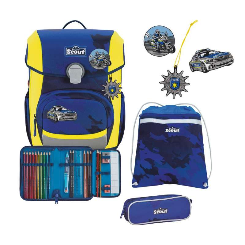 SCOUT Schulranzen Set Neo Blue Police Set
