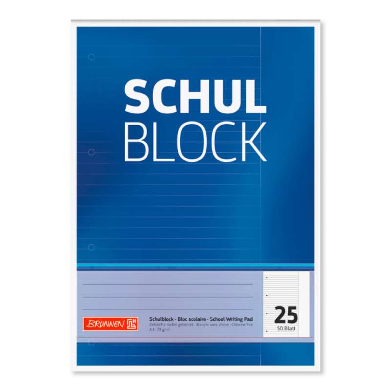BRUNNEN Schulblock Rand gelocht A4 Lineatur 25 liniert