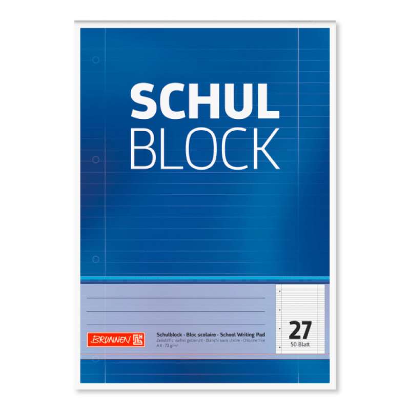 BRUNNEN Schulblock Rand gelocht A4 Lineatur 27 liniert
