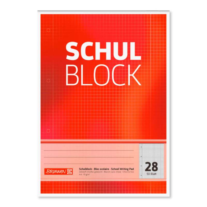 BRUNNEN Schulblock Rand gelocht A4 Lineatur 28 kariert