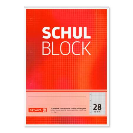 BRUNNEN Schulblock Rand gelocht A4 Lineatur 28 kariert