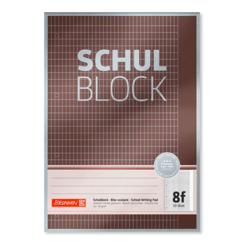 BRUNNEN Schulblock Premium Rand gelocht 90g/qm A4 Lineatur 8f Blattansicht