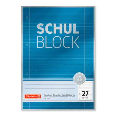 BRUNNEN Schulblock Premium Rand gelocht 90g/qm A4 Lineatur 27