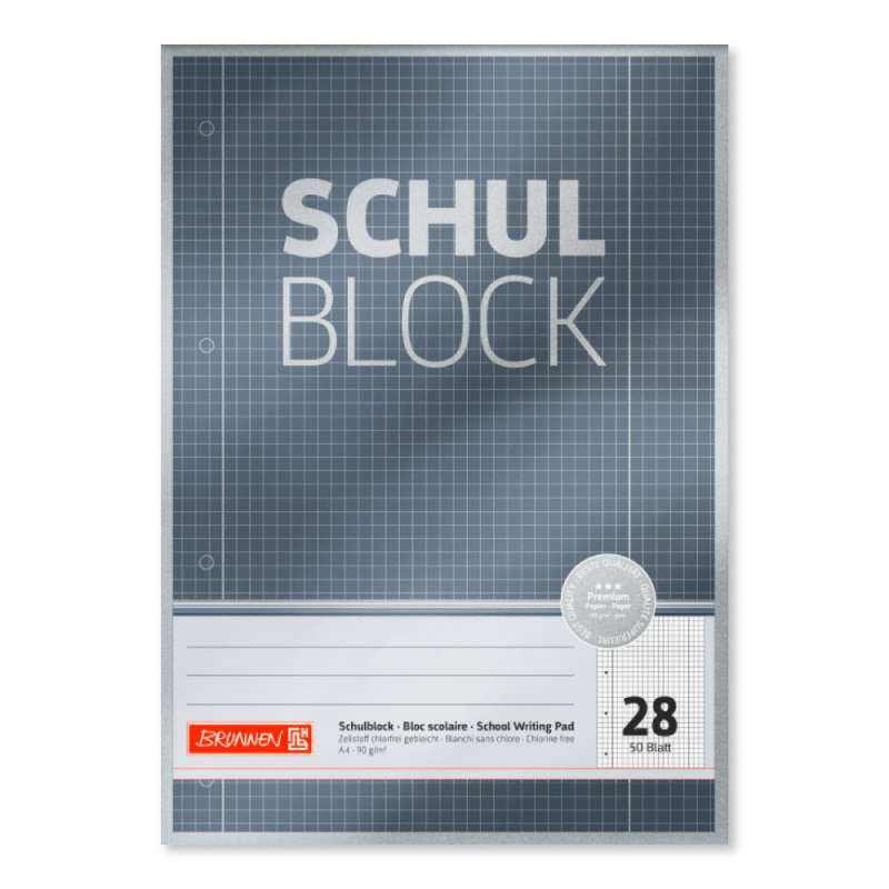 BRUNNEN Schulblock Premium Rand gelocht 90g/qm A4 Lineatur 28
