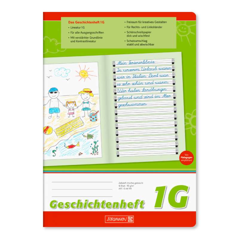 BRUNNEN Geschichtenheft A4 Lin. 1G 16 Blatt