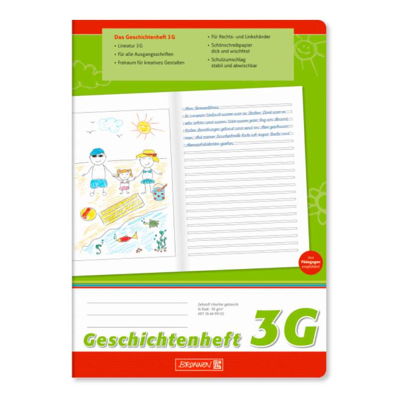 BRUNNEN Geschichtenheft A4 Lin. 3G 16 Blatt