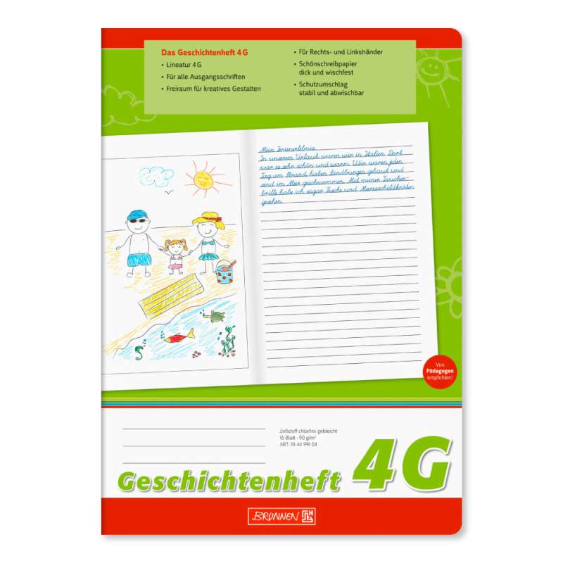 BRUNNEN Geschichtenheft A4 Lin. 4G 16 Blatt