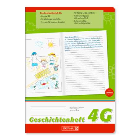 BRUNNEN Geschichtenheft A4 Lin. 4G 16 Blatt