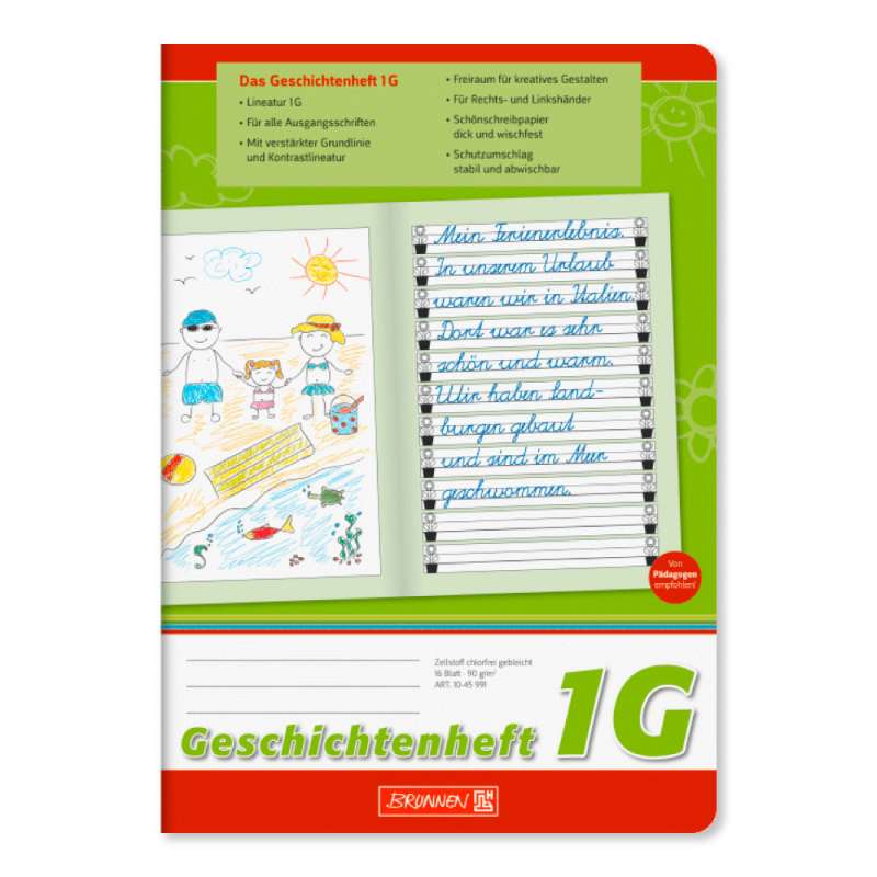 BRUNNEN Geschichtenheft A5 Lin. 1G 16 Blatt